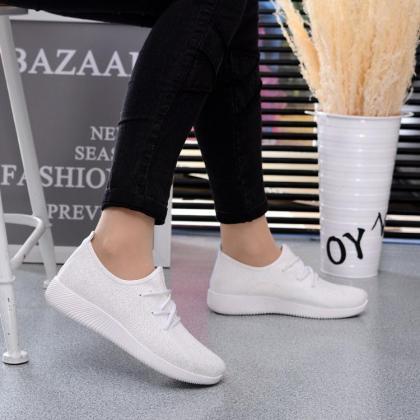 Sneakers Women Casual Solid Lace Up Candy Color