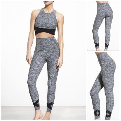 Womens Solid Patchwork Yoga Sport Running..