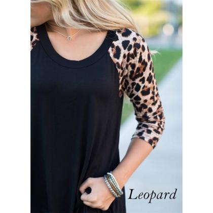 2017 Autumn Womens Leopard Long Sleeve Loose Sexy..