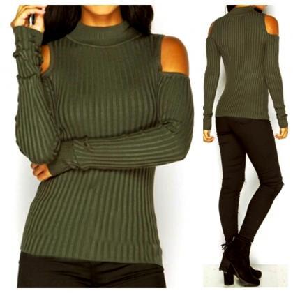 Womens Loose Casual Long Sleeved Off Shoulder..