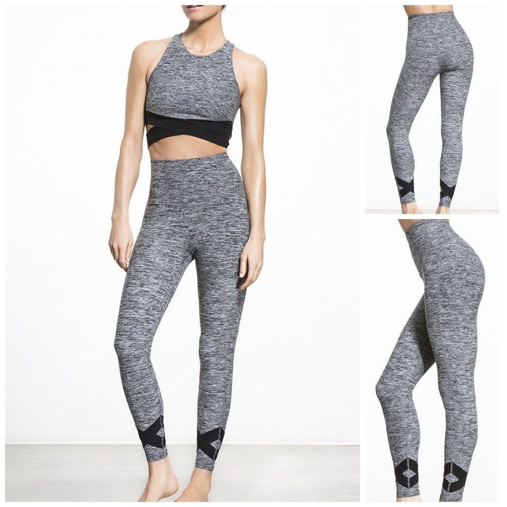 Womens Solid Patchwork Yoga Sport Running Brethable Pants