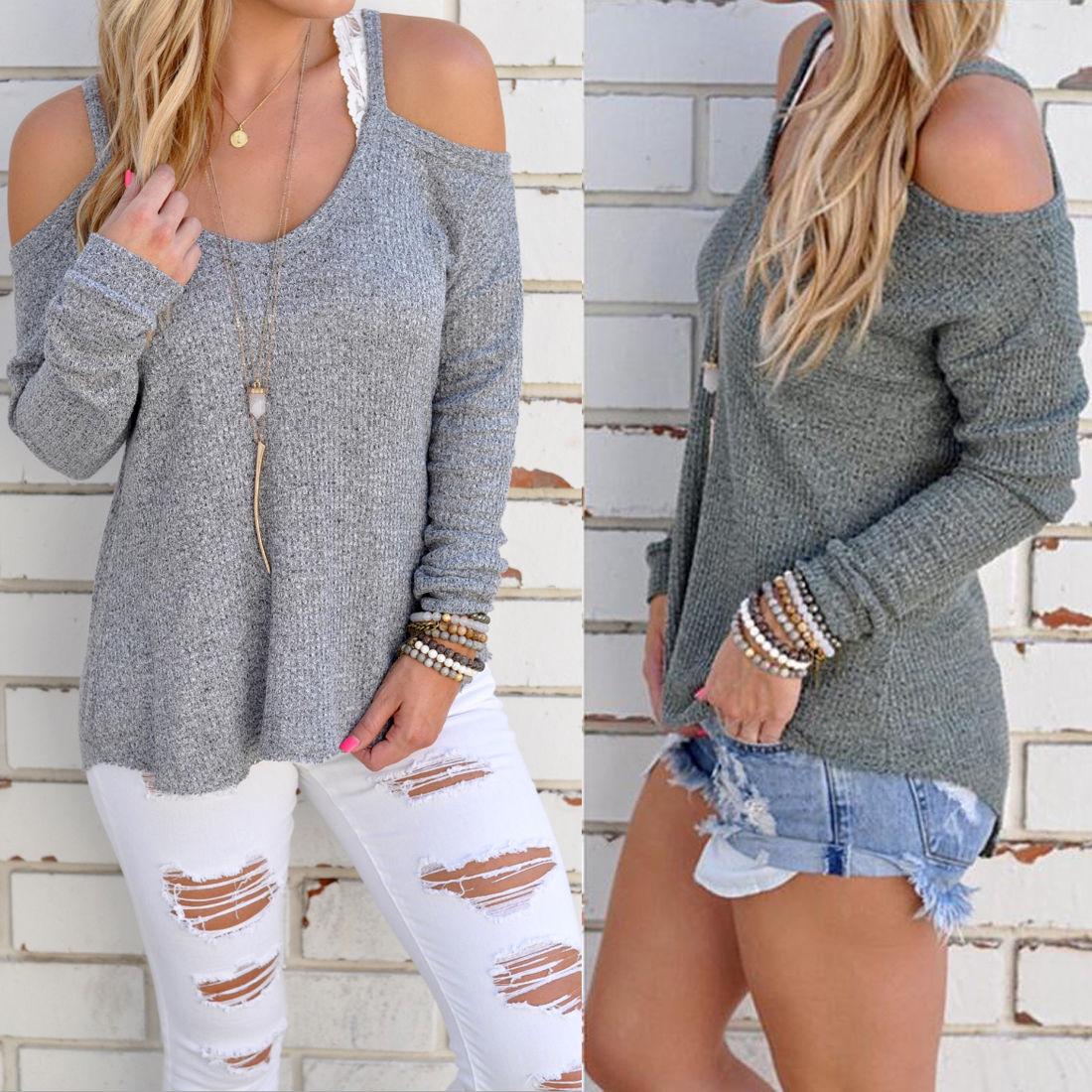 Womens Sexy Off Shoulder Blouse Sweater
