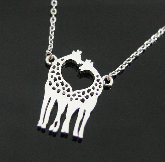 Two Giraffes In Love Necklace Giraffe Couple Necklace In Silver Loving Giraffes Animal Jewelry Hh0hmwn0r13jm6g7caac9